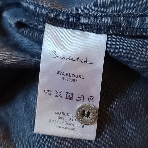 Bondelid EVA Blouse Size Small Blue Cotton Lace Long Sleeve - Picture 5 of 6